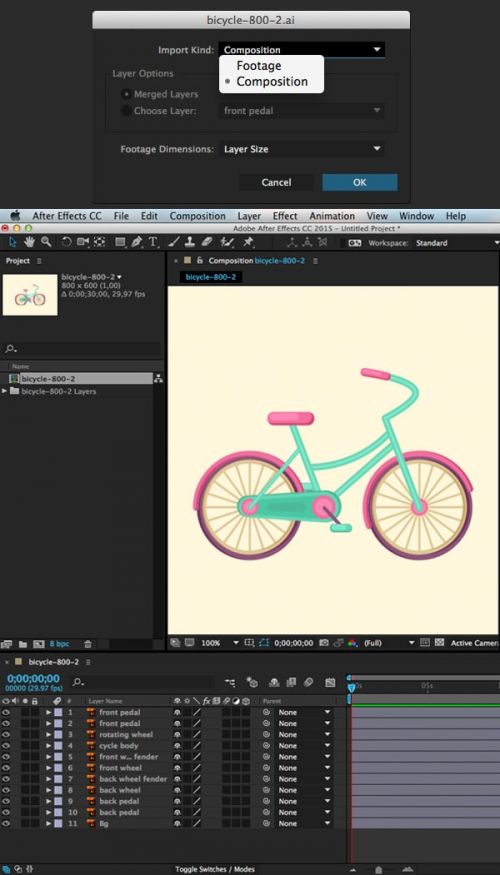 آموزش متحرک سازی دوچرخه در افترافکت